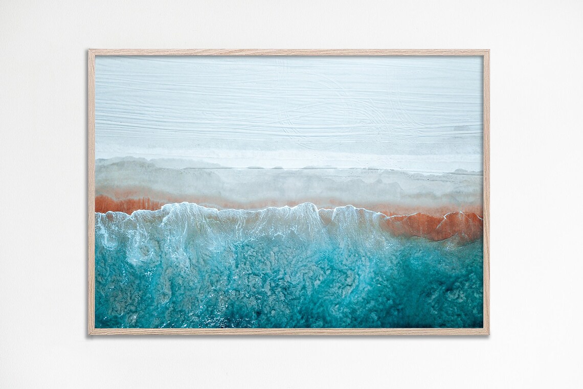 Aerial Ocean Wave Top View Turquoise Surf Drone Photography Art Print