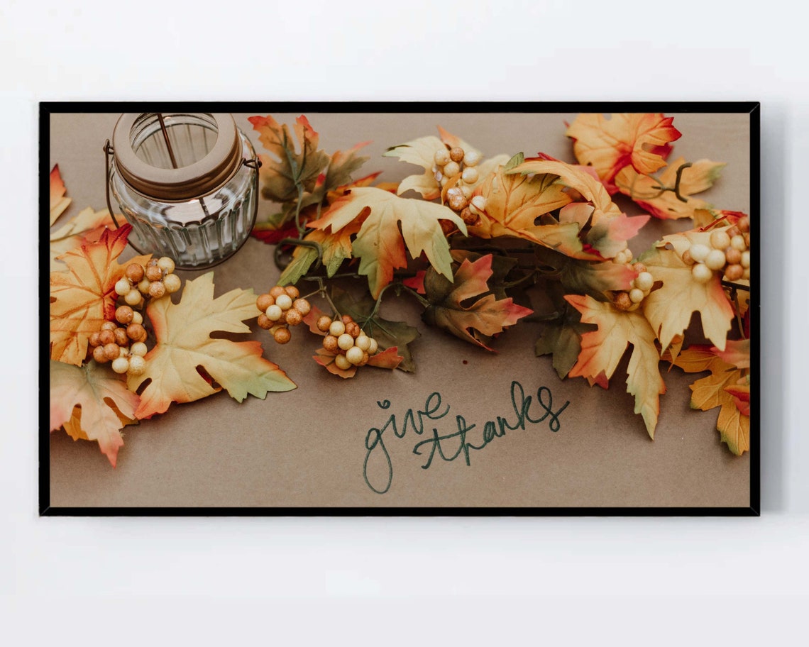 Give Thanks Autumn Leaves and Berries Fall Decor Photo Print