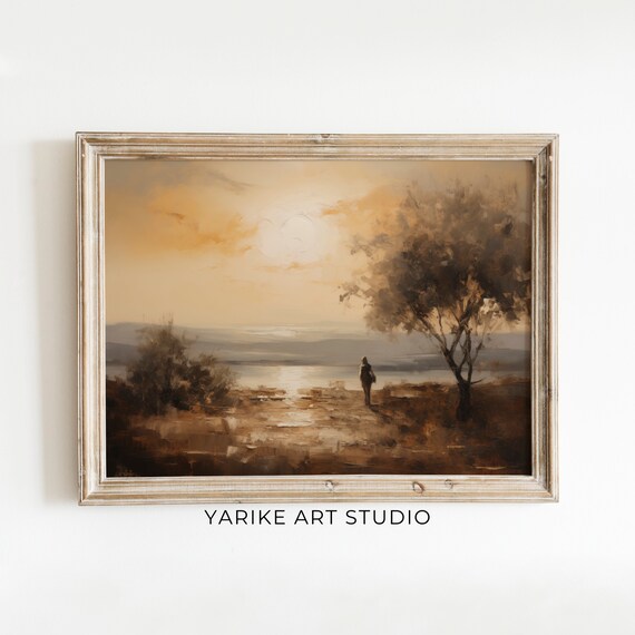 Moody Autumn Loneliness Painting Vintage Fall Prints Antique Autumn Lake Art Fall Home Decor Yarike 274 Ai