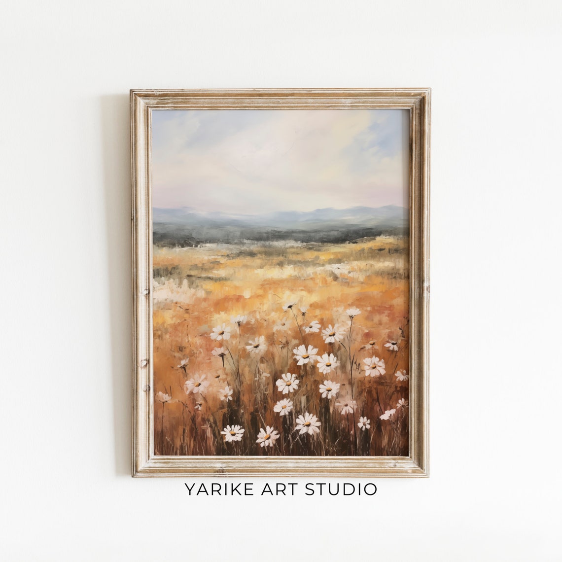Wildflower Field With White Daisies Golden Meadow Landscape Poster