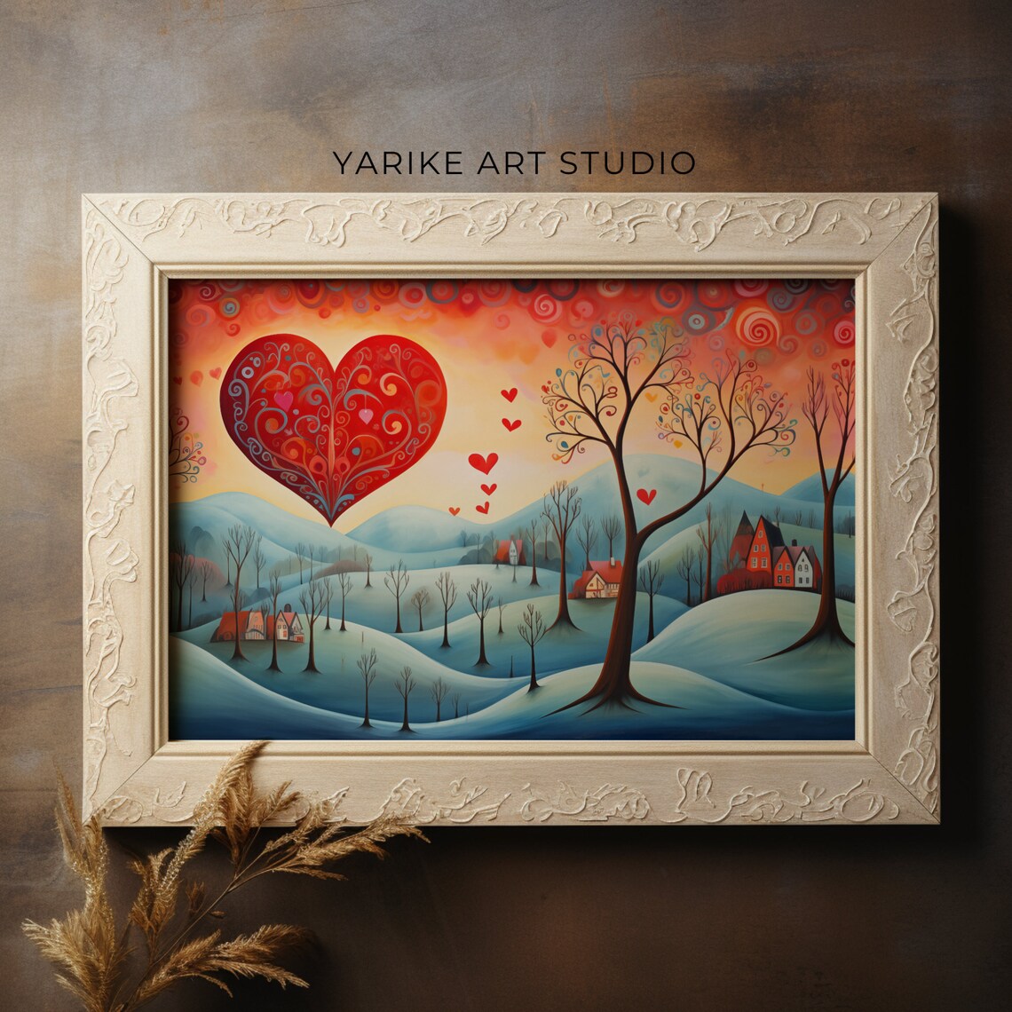 Big Red Heart Rising Over Snowy Winter Hills Valentine Poster - Image 4