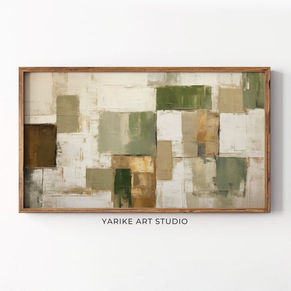 Modern Abstract Frame Tv Art Industrial Farmhouse Living Room Decor Green Frame Tv Art 157 Tv