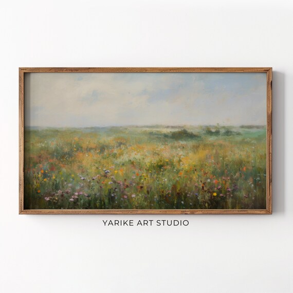 Misty Wildflower Meadow Soft Light Vintage Spring Field Poster