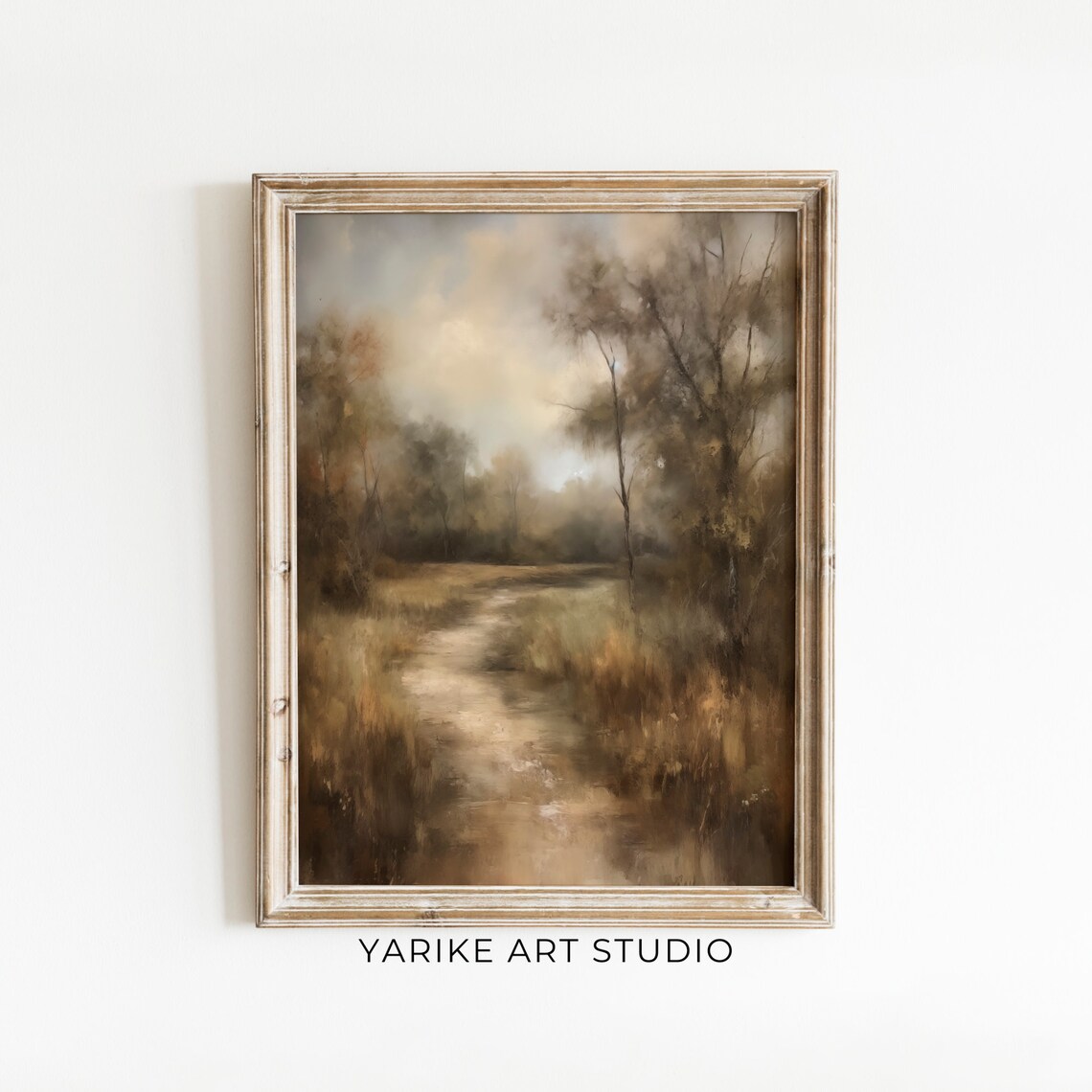 Misty Country Road Through Woods Vintage Autumn Landscape Oil Print