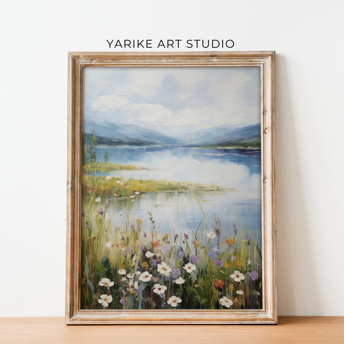 Mountain Lake Wildflowers Impressionist Summer Landscape Art Poster - Image 6