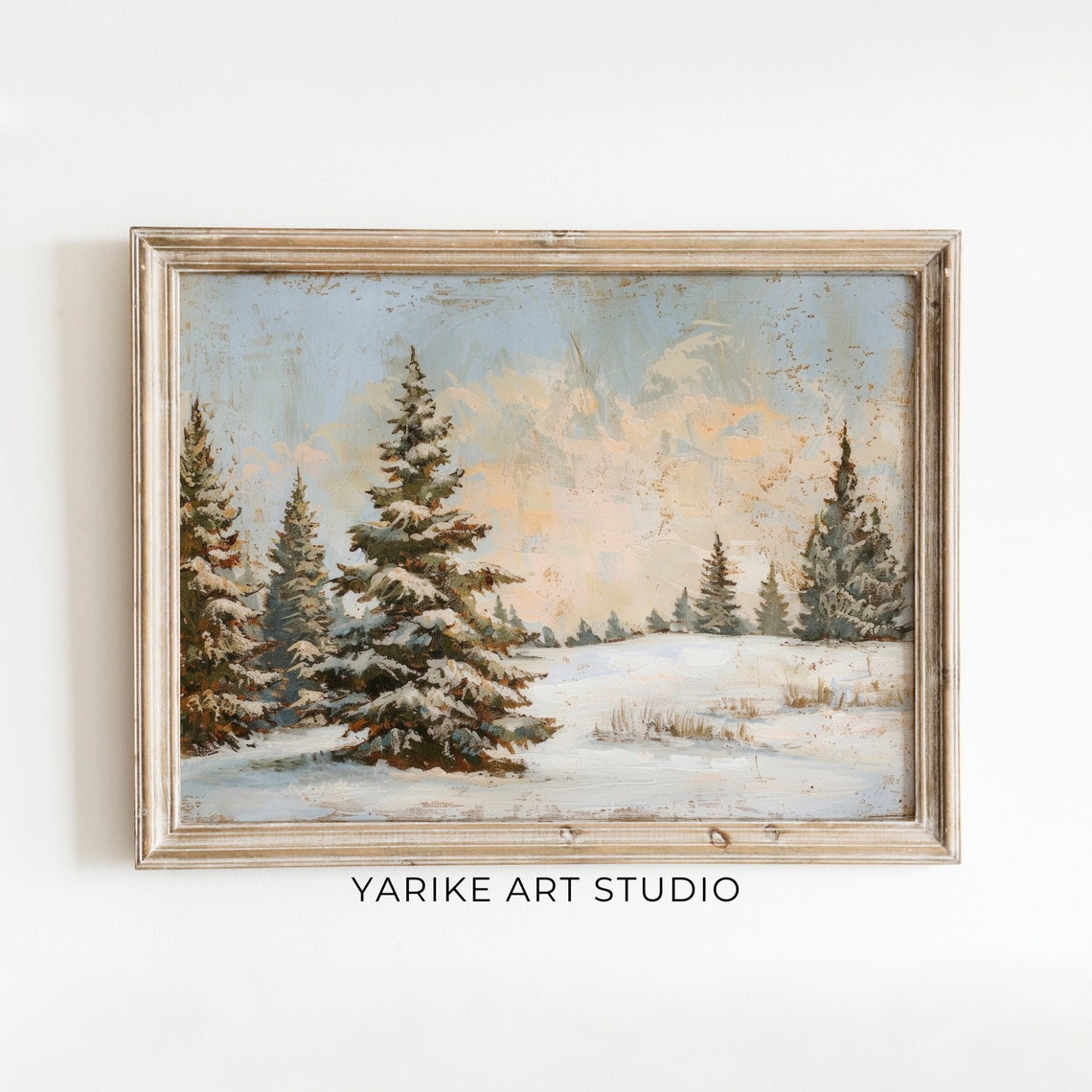 Snowy Pine Forest Winter Landscape Vintage Evergreen Trees Poster