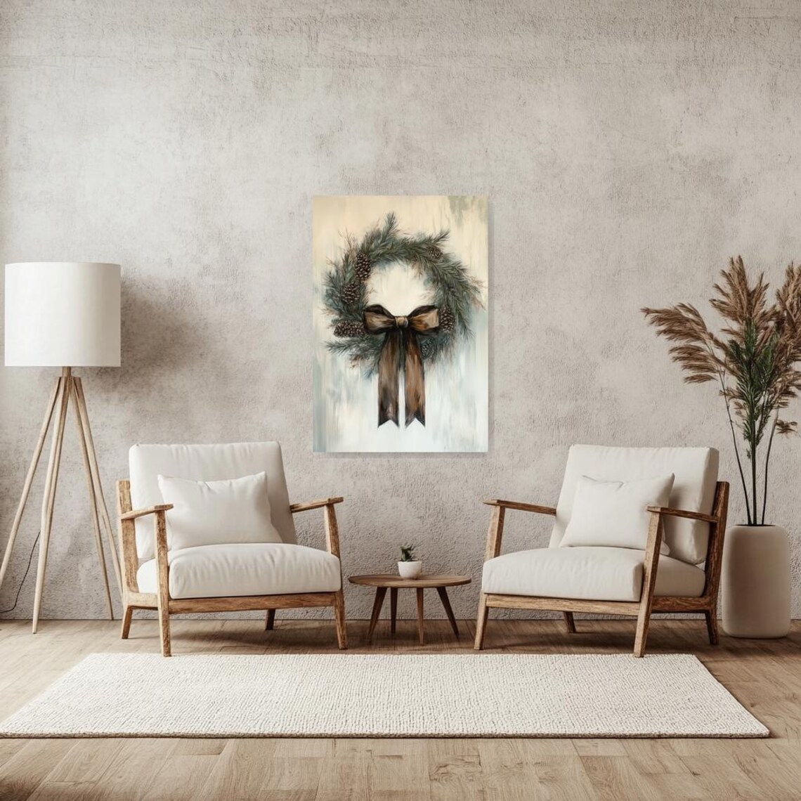 Pinecone Wreath Art Print, Rustic Holiday Decor - Image 3