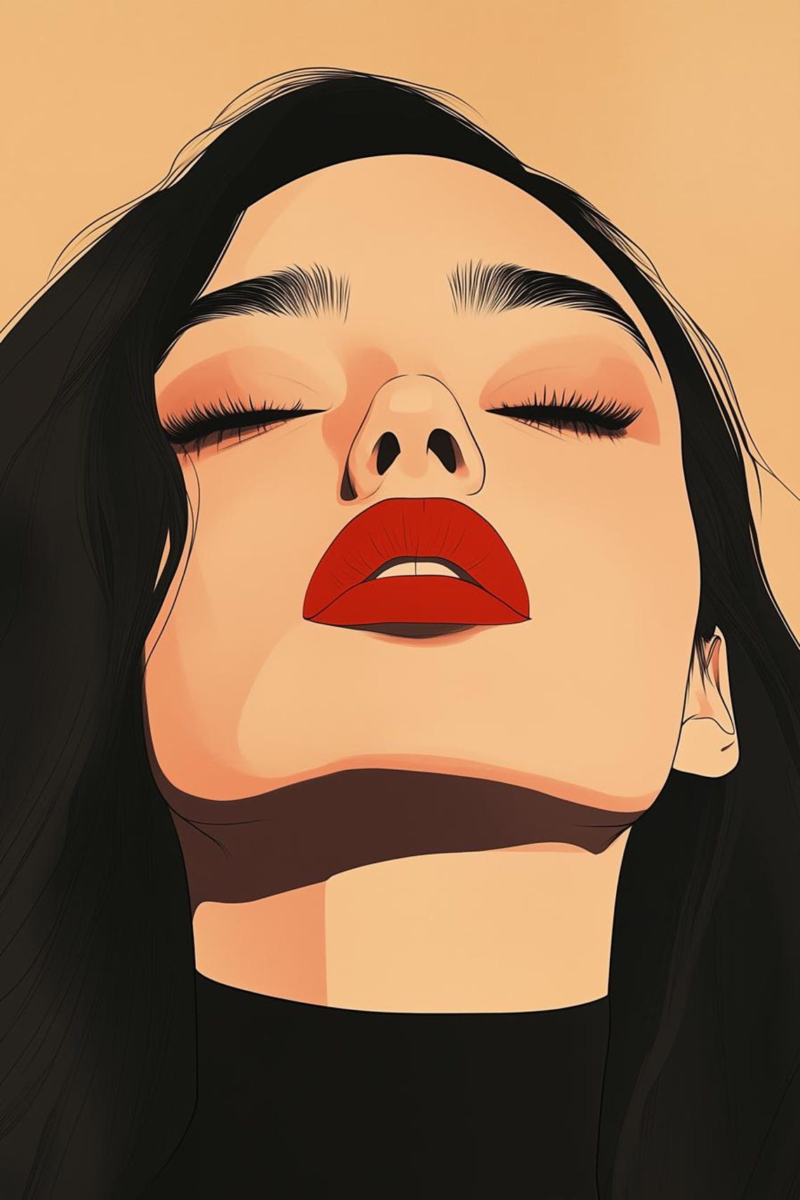 Pop Art Portrait of a Woman with Bold Red Lips Beauty Poster