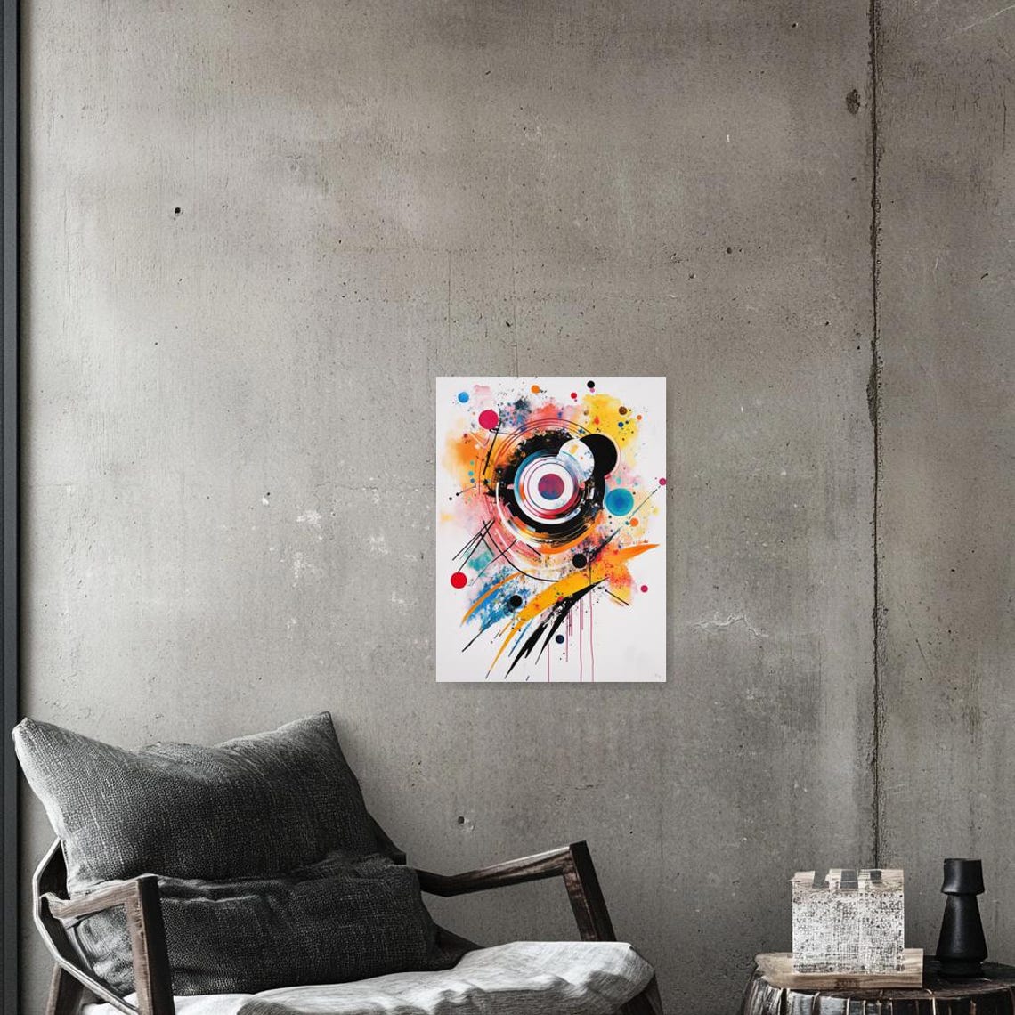 Joyful Colorful Concentric Circles Watercolor Abstract Art Poster - Image 2