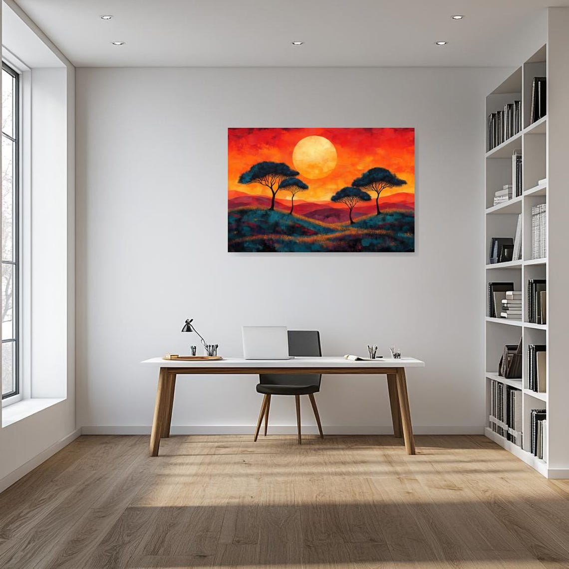 Stunning Sunset Print Inspired By Van Goghs Style With Vibrant Colors And Unique Tree Silhouettes For Home Decor - Image 3