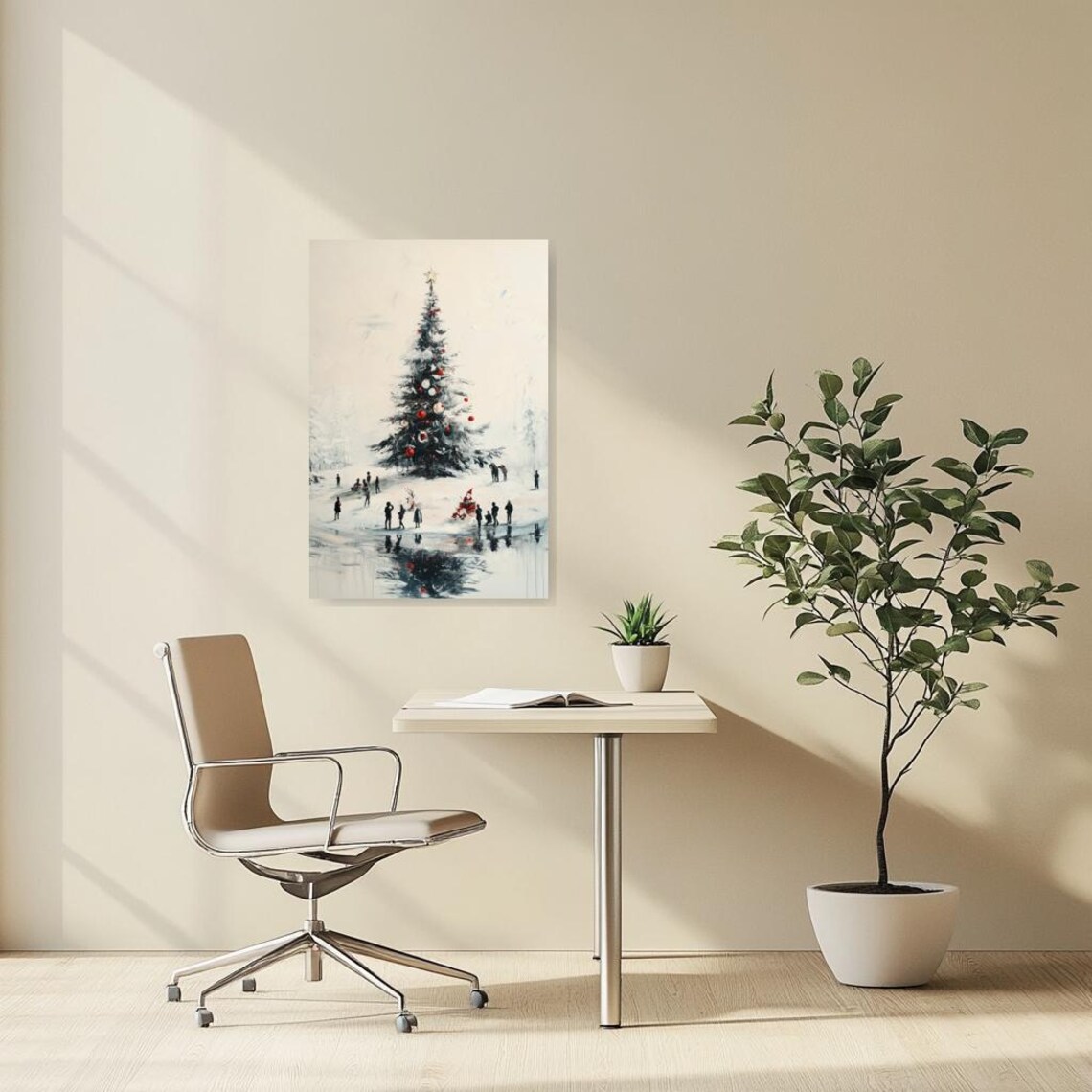 Giant Outdoor Christmas Tree with a Crowd in the Snow Poster - Image 2