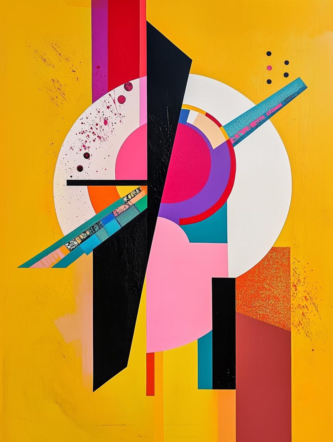 Bold Bright Yellow Geometric Circles Modern Abstract Art Poster