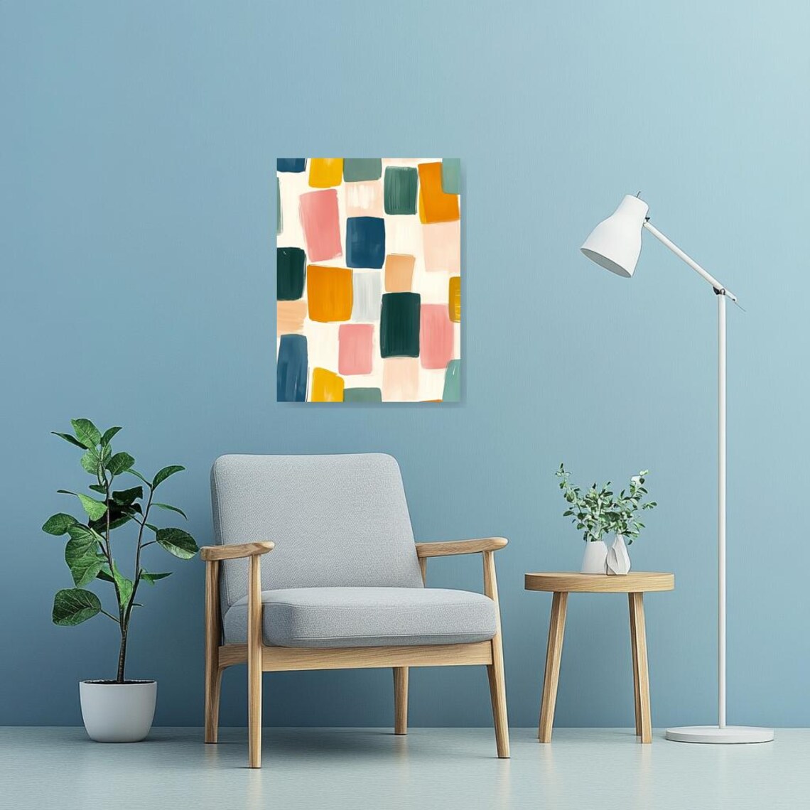 Brushstroke Color Block Abstract Pattern Art Print in Pink Teal Orange - Image 2