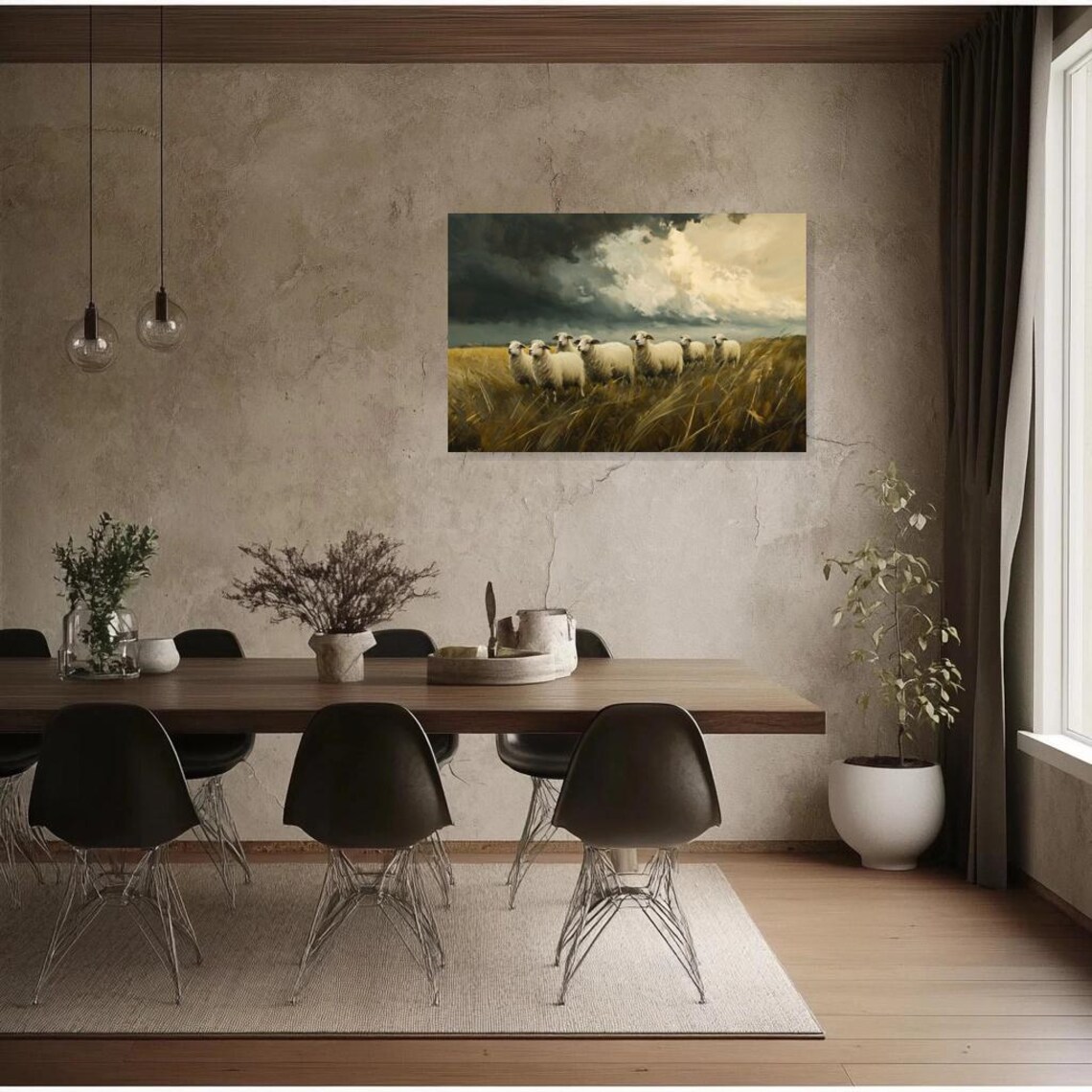 Sheep In Golden Fields, Rustic Landscape Print - Image 2