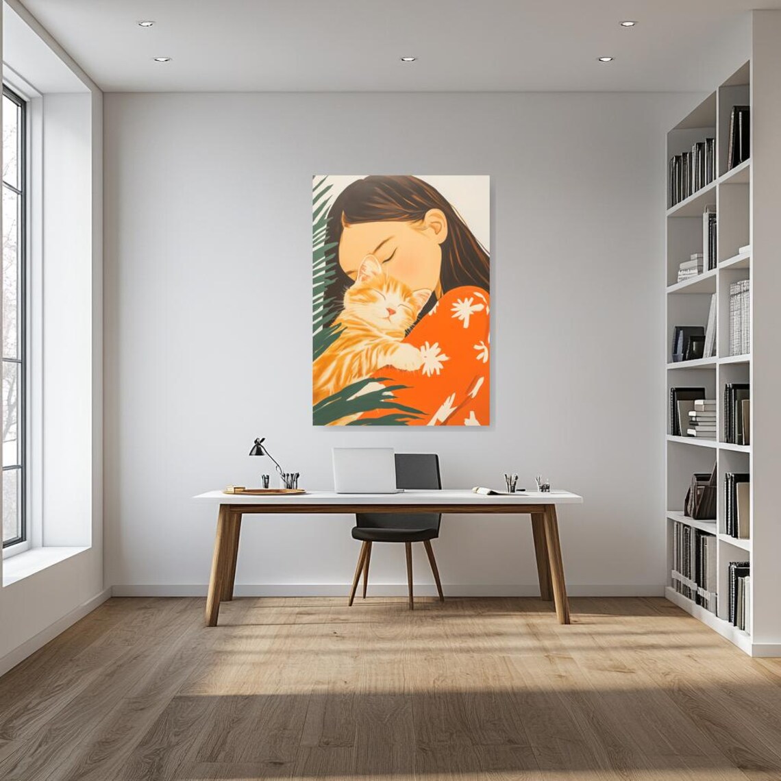 Tender Girl Hugging A Ginger Kitten In Warm Autumn Colors Poster - Image 2