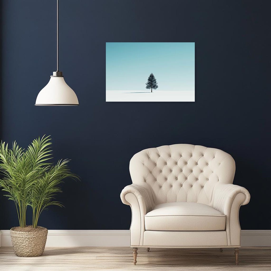Minimalist Winter Tree Print In The Style Of Caspar David Friedrich Serene Wall Art For Home Decor - Image 2