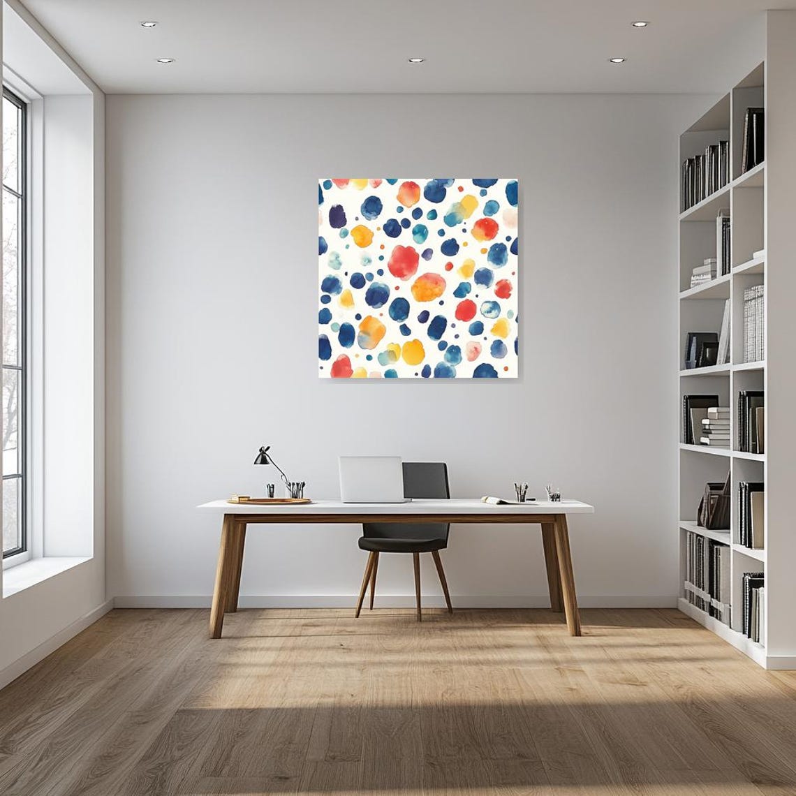 Playful Colorful Watercolor Dots Pattern Modern Abstract Art Poster - Image 2