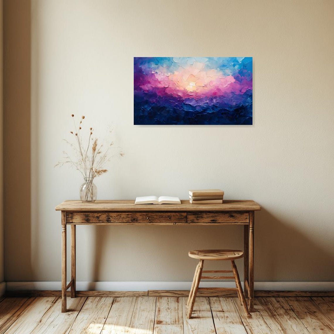 Abstract Impasto Sunset in Blue Purple and Pink Clouds Poster - Image 5