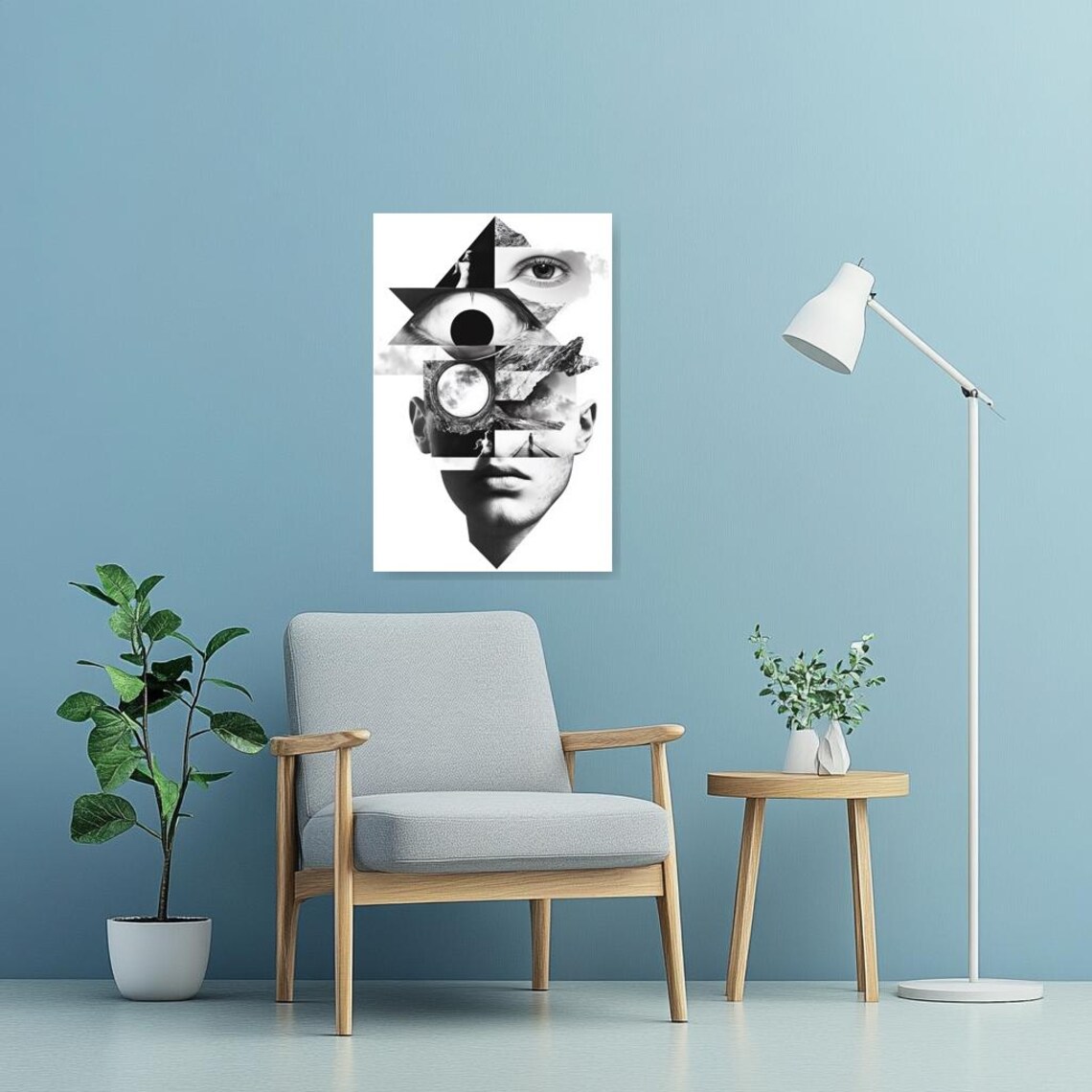 Surrealism Abstract Black And White Face Collage - Image 3