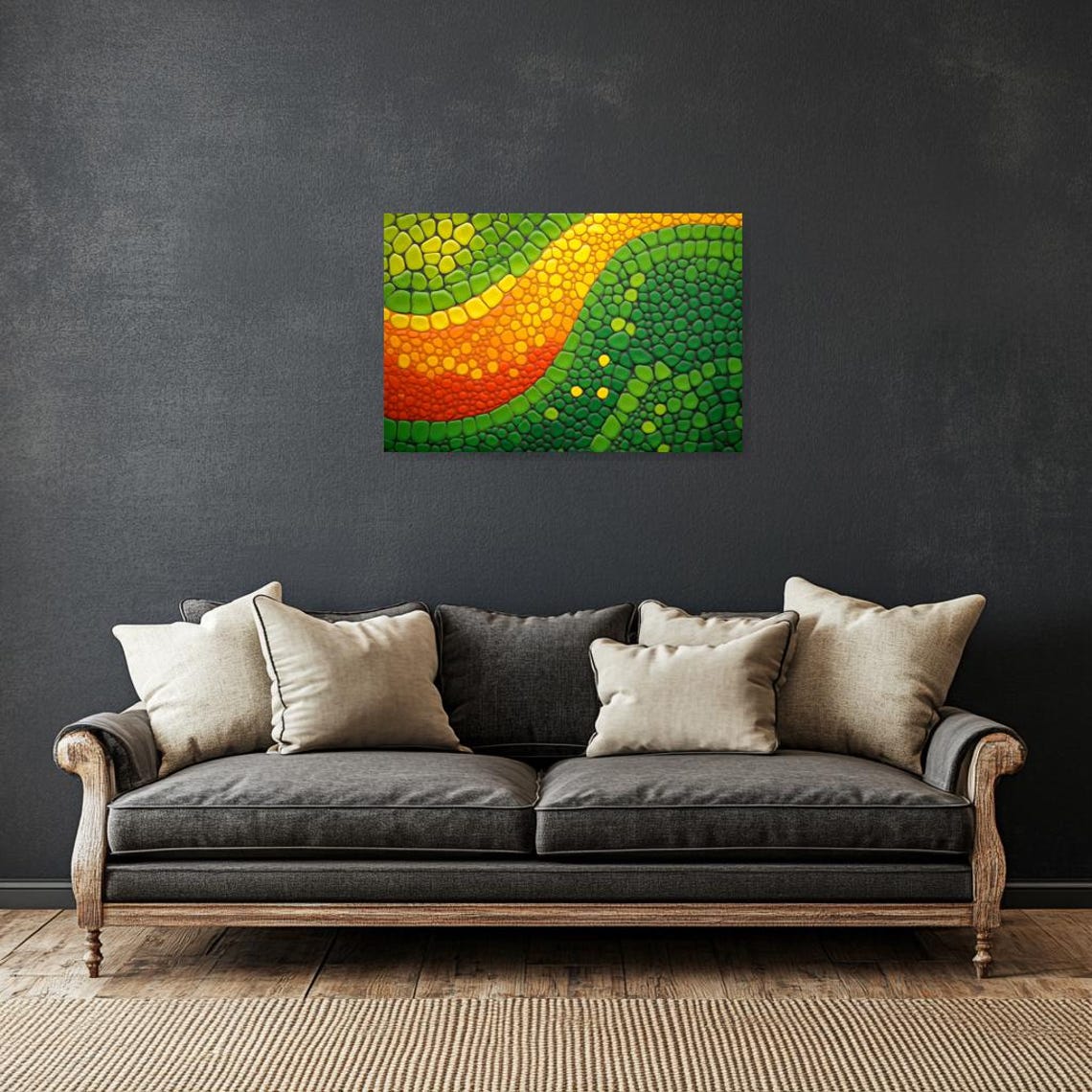 Colorful Pebble Mosaic Waves Abstract Modern Art Textured Poster - Image 3