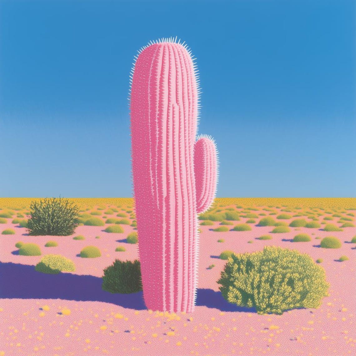 Pink Cactus Desert Landscape Pop Art Quirky Pastel Fun Poster
