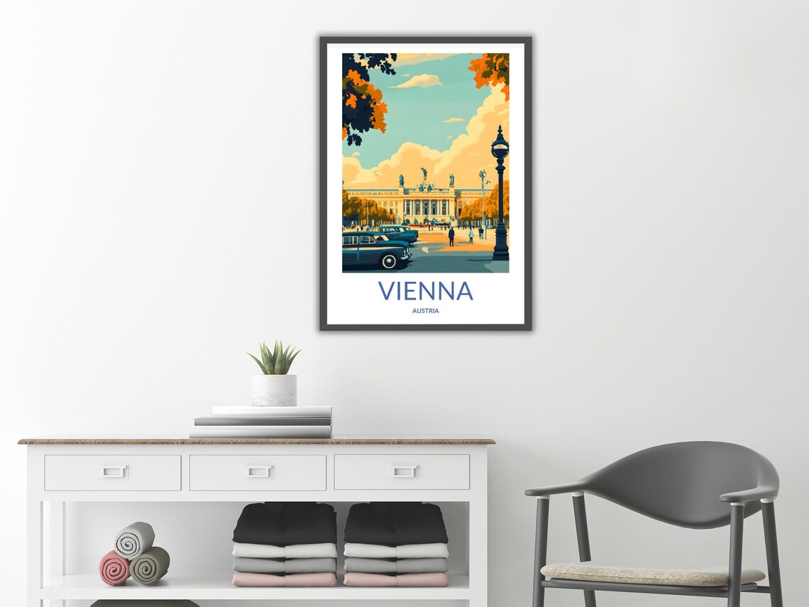 Vienna Austria Historic Palace Vintage Cars Autumn Travel Poster - Image 2