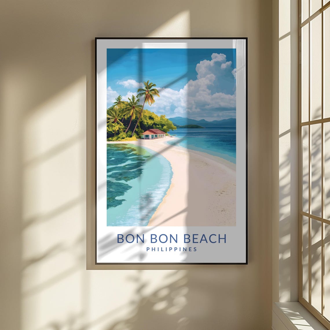 Bon Bon Beach Philippines Palm Cove Sandy Shore Travel Poster - Image 3