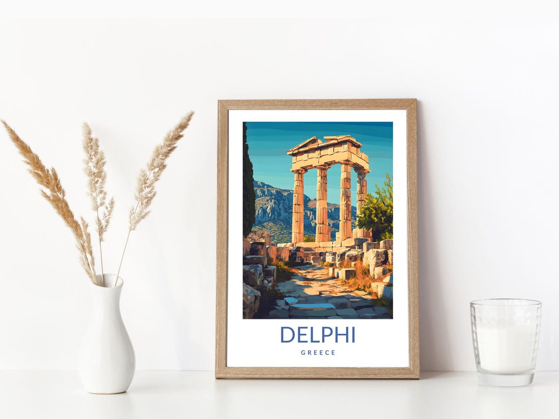 Delphi Greece Ancient Ruins Poster Greek Temple Travel Vintage Artwork - Image 3