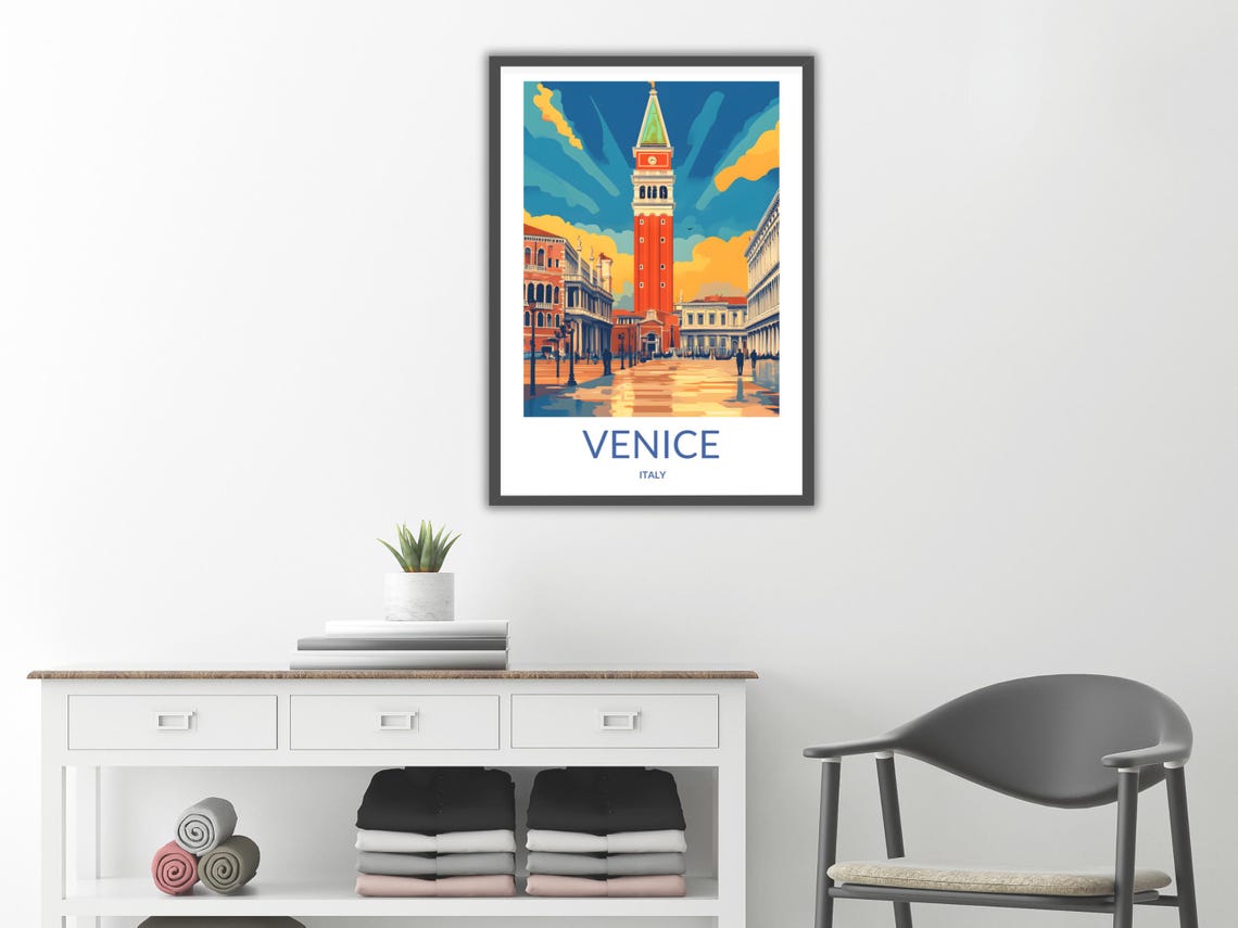 Venice Italy St Marks Campanile Grand Square Sunset View Poster - Image 2