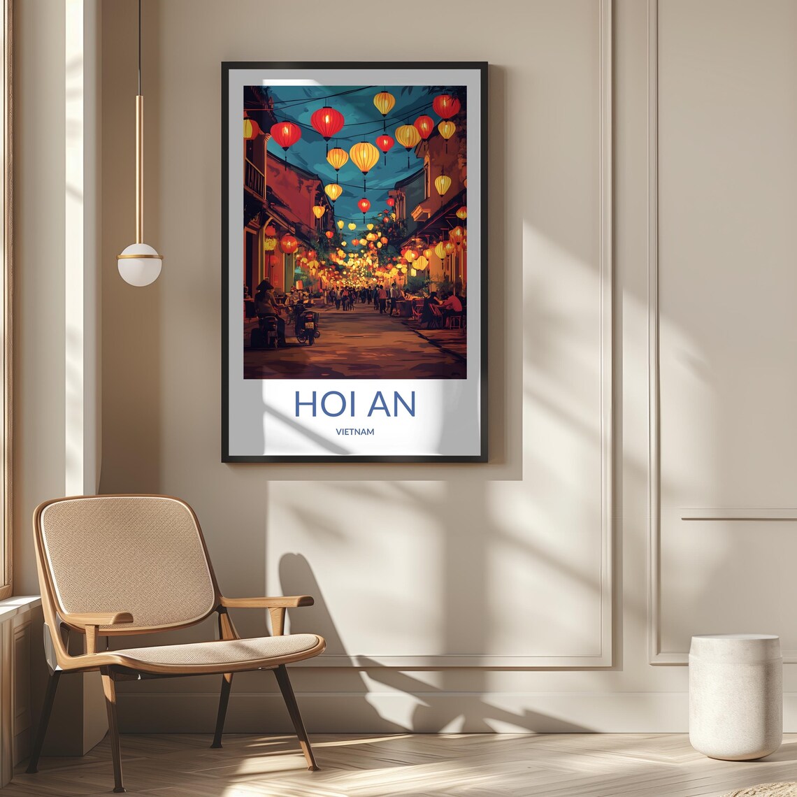Hoi An Vietnam Night Market Poster Glowing Lantern Street Festival Art - Image 2