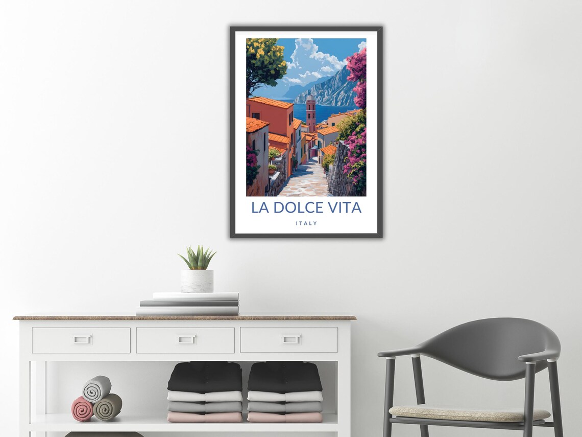 La Dolce Vita Italy Coastal Village Mediterranean Street Travel Poster - Image 2