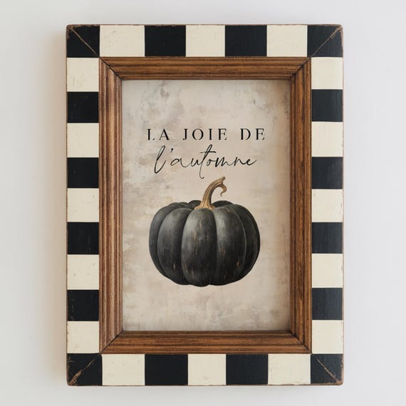 La Joie de l'Automne Black Pumpkin French Fall Wall Art Decor