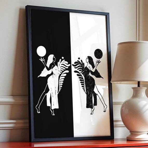 Black White Mystic Sisterhood Cosmic Witch Women Art Print