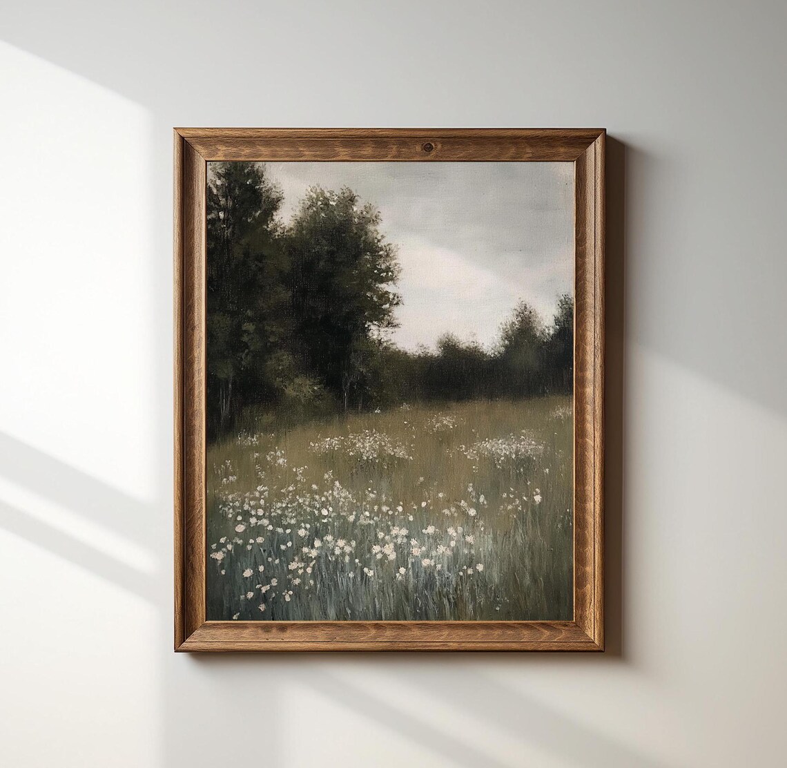 Vintage Meadow Wildflower Oil Painting Rustic Farmhouse Decor Poster