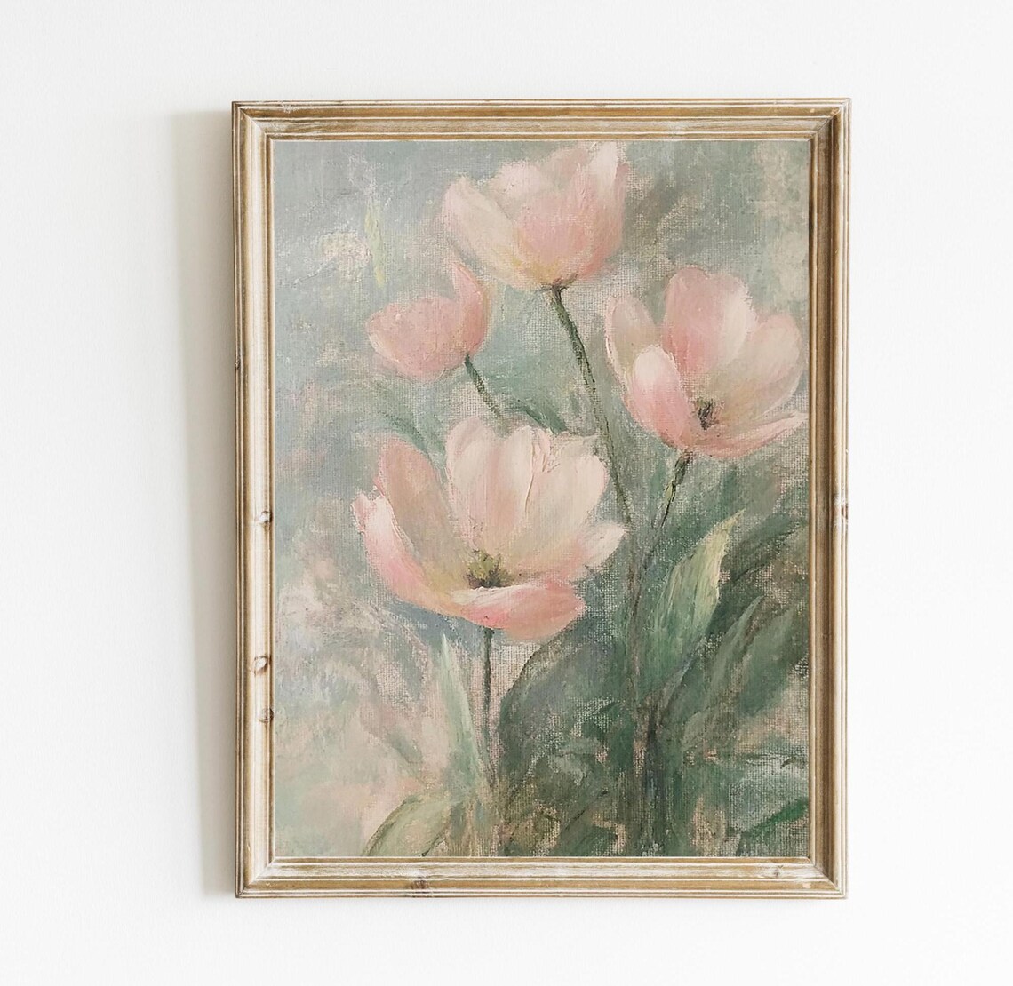 Soft Pink Blossom Impressionist Oil Painting Vintage Floral Print
