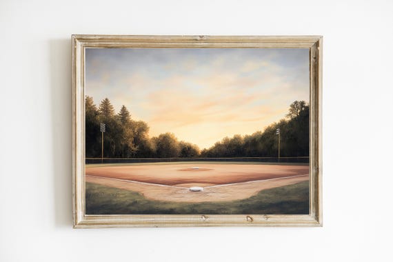 Baseball Diamond Print Vintage Field Wall Art Minimalist Boys Room Lovers Gift Office Decor E725