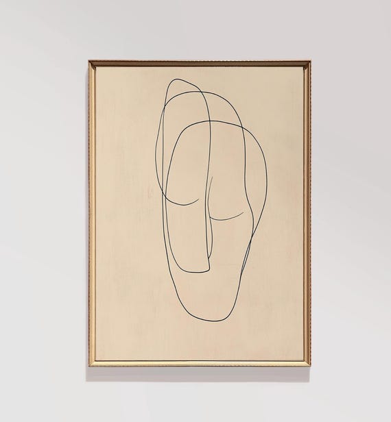 Doodle Abstract Scribble Fine Line Print One Art Modern Office Decor Minimalist Neutral E534