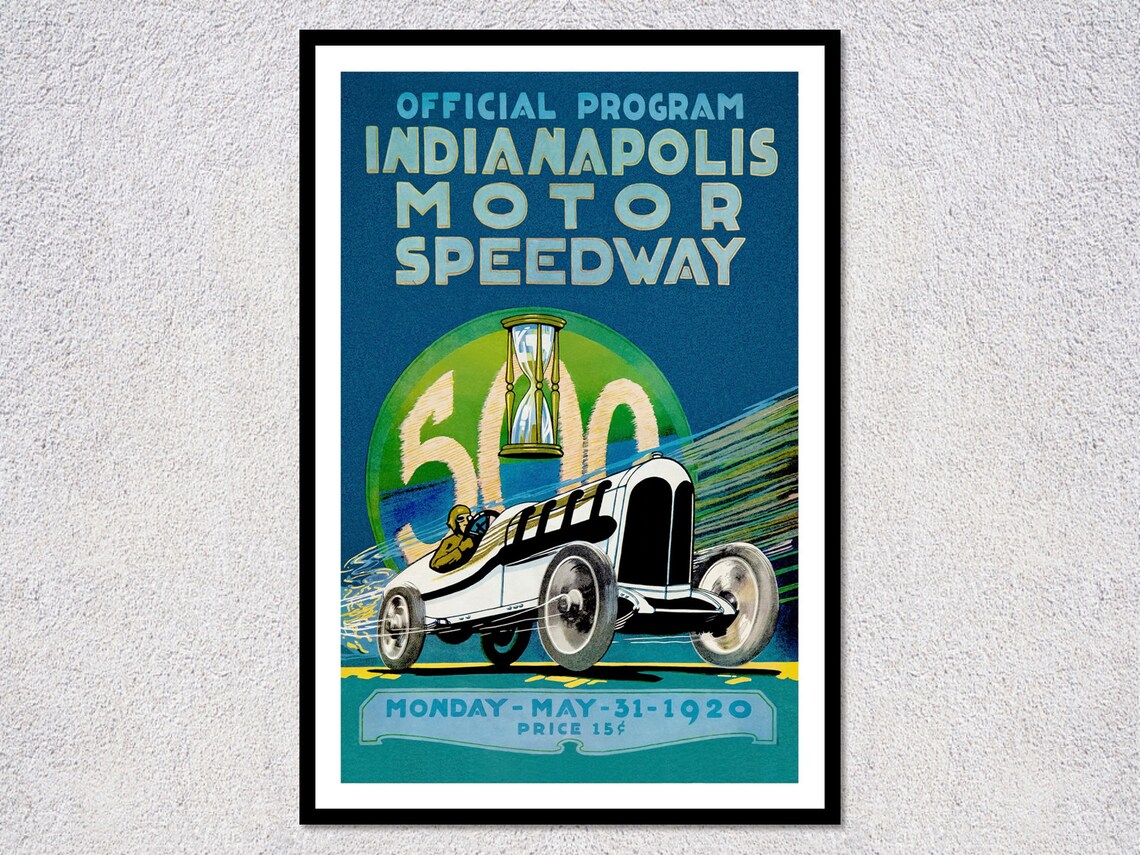 1920 Indy 500 Indianapolis Motor Speedway Retro Poster Print