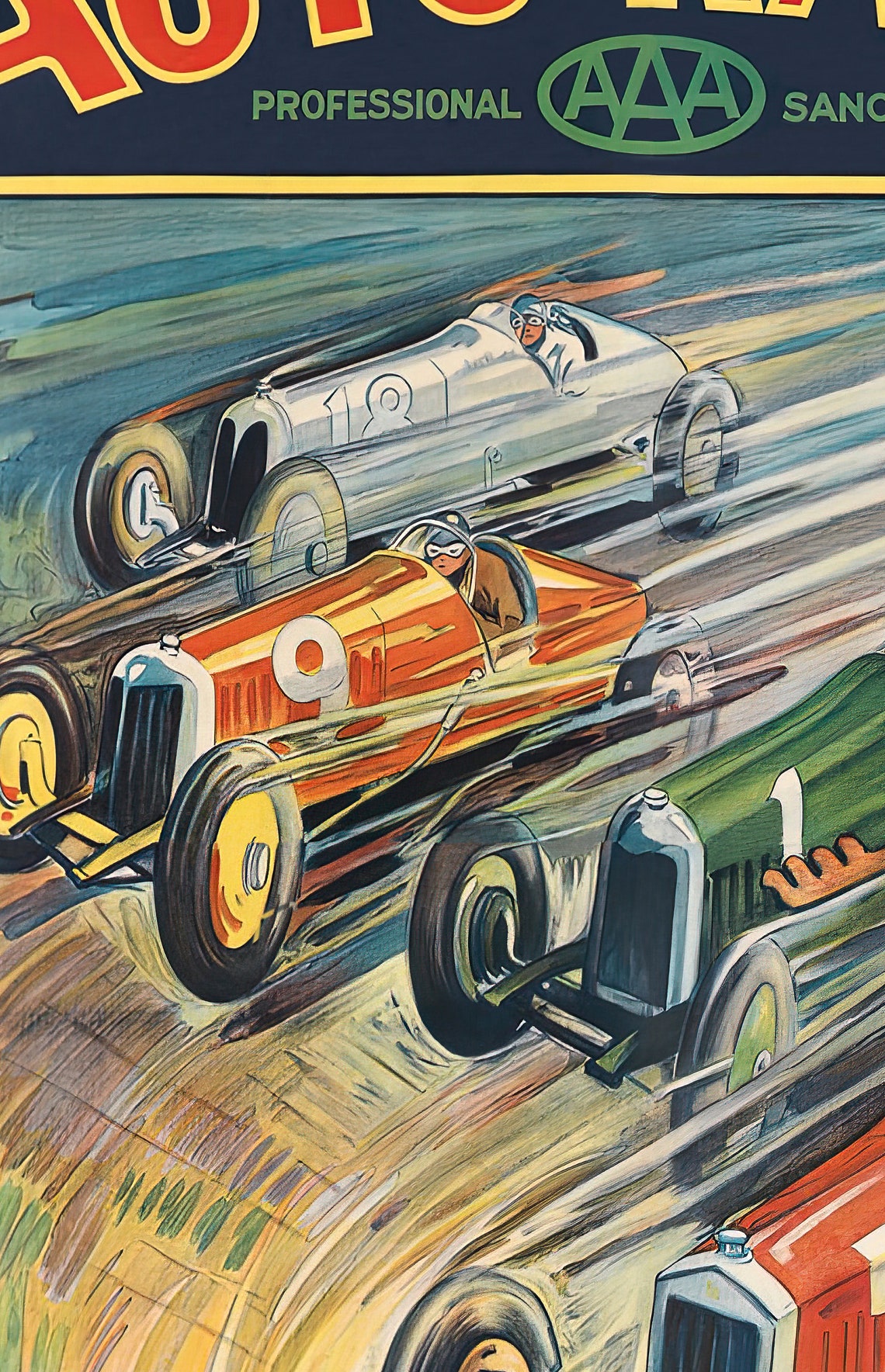 1920s Auto Races AAA Sanctioned Vintage Grand Prix Race Car Art Poster