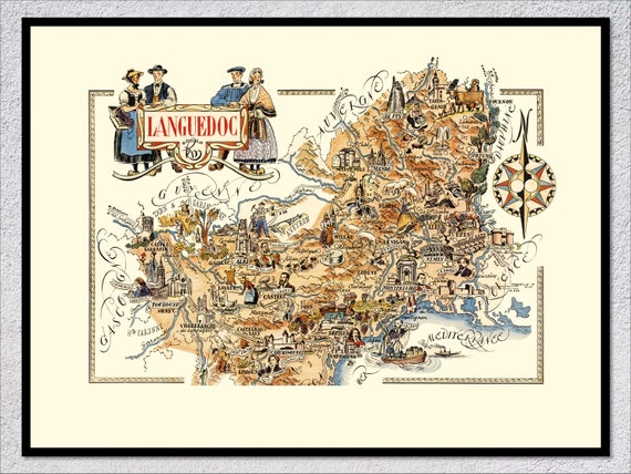 Languedoc Legacy Vintage Regional Map Poster