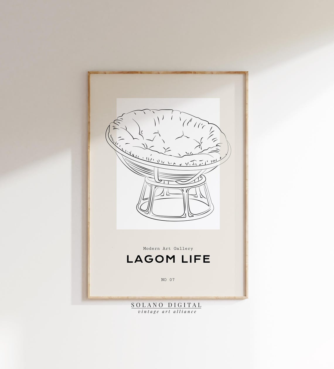 Lagom Life Cozy Papasan Chair Sketch Minimalist Calm Decor Poster