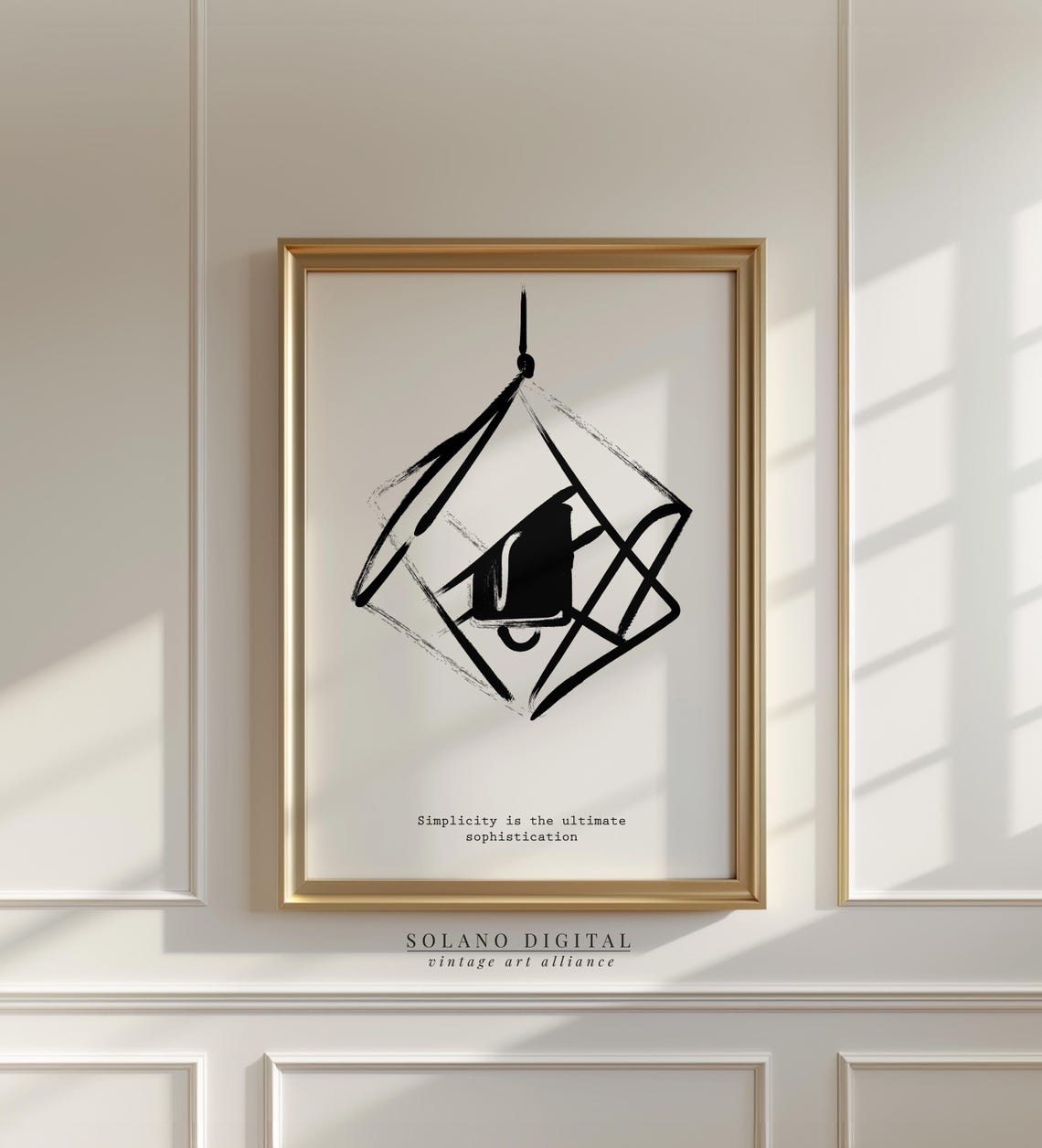 Abstract Geometric Cube Line Sketch Poster With Simplicity Quote