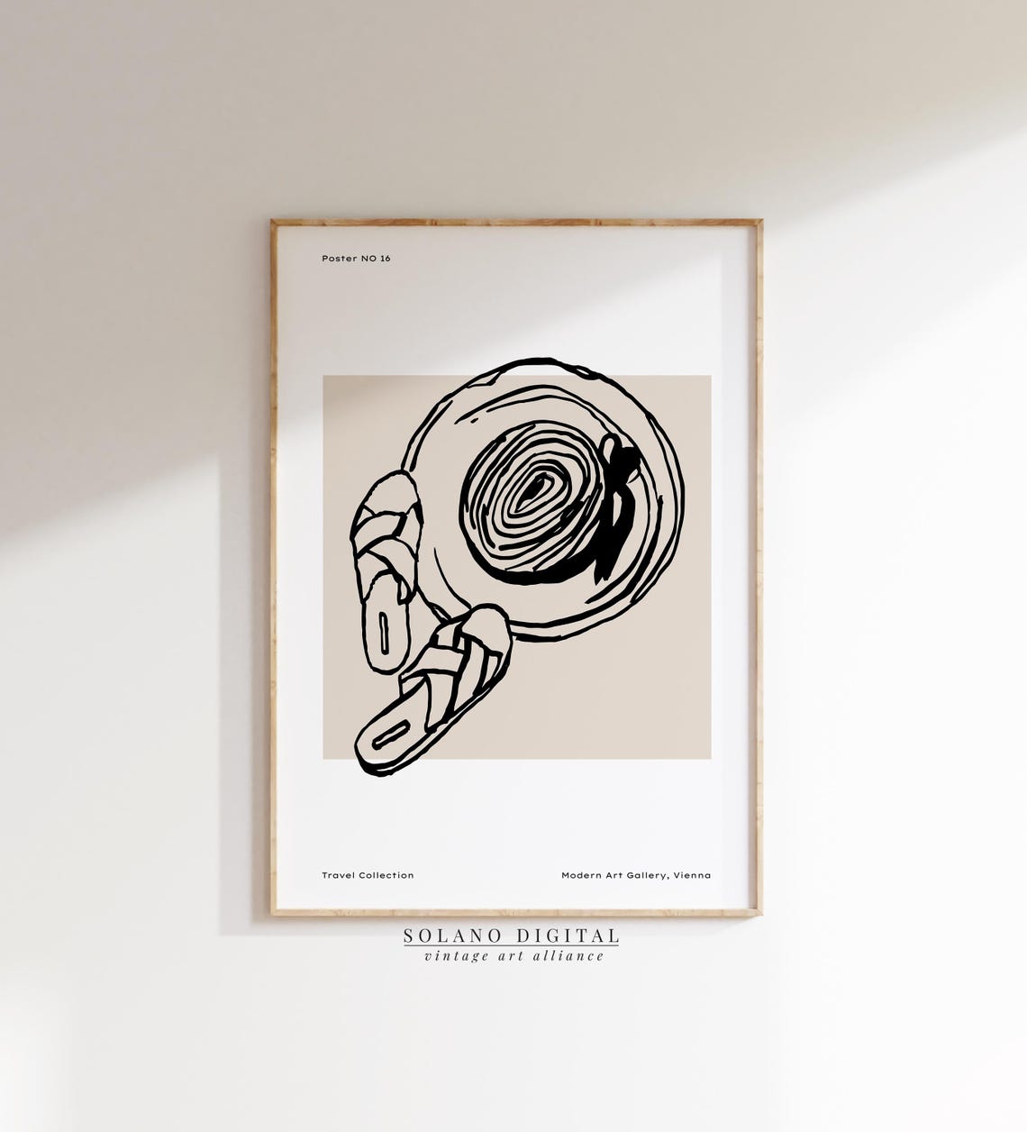Straw Hat Sandals Minimalist Travel Collection Line Art Poster