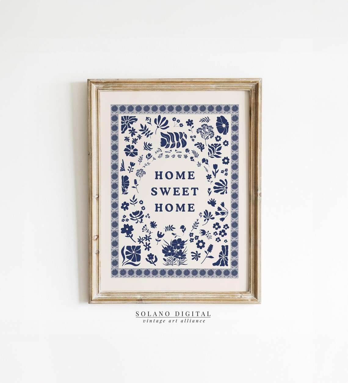 Home Sweet Print, Minimalist Cottage Floral Art Print