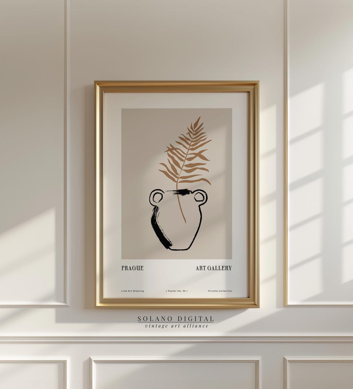 Neutral Abstract Vase Wall Art Modern Botanical Line Drawing Poster Minimalist Plant Decor For Living Room