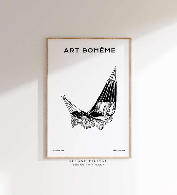 Boho Hammock Minimalist Line Drawing Art Print