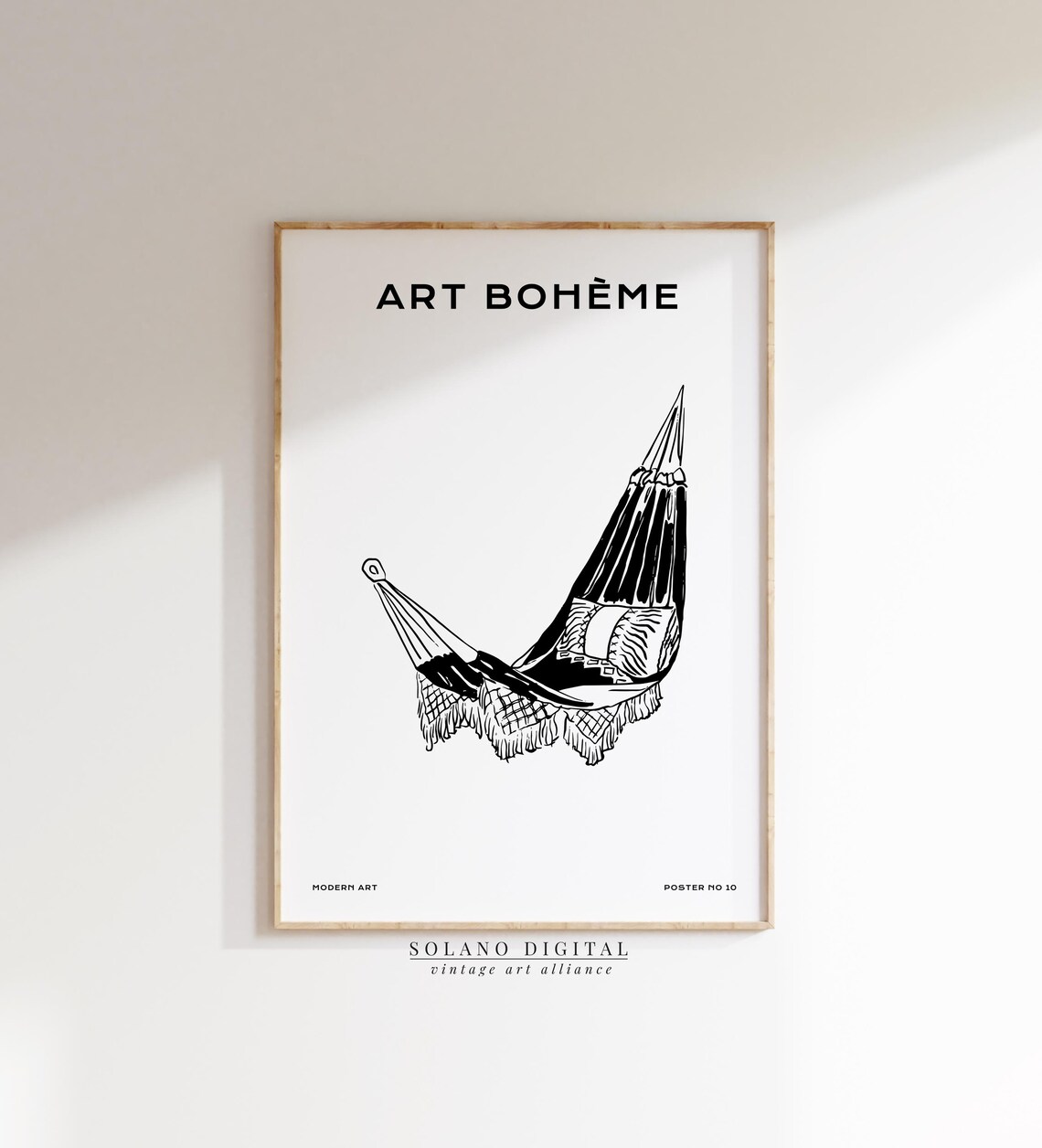 Boho Hammock Minimalist Line Drawing Art Print