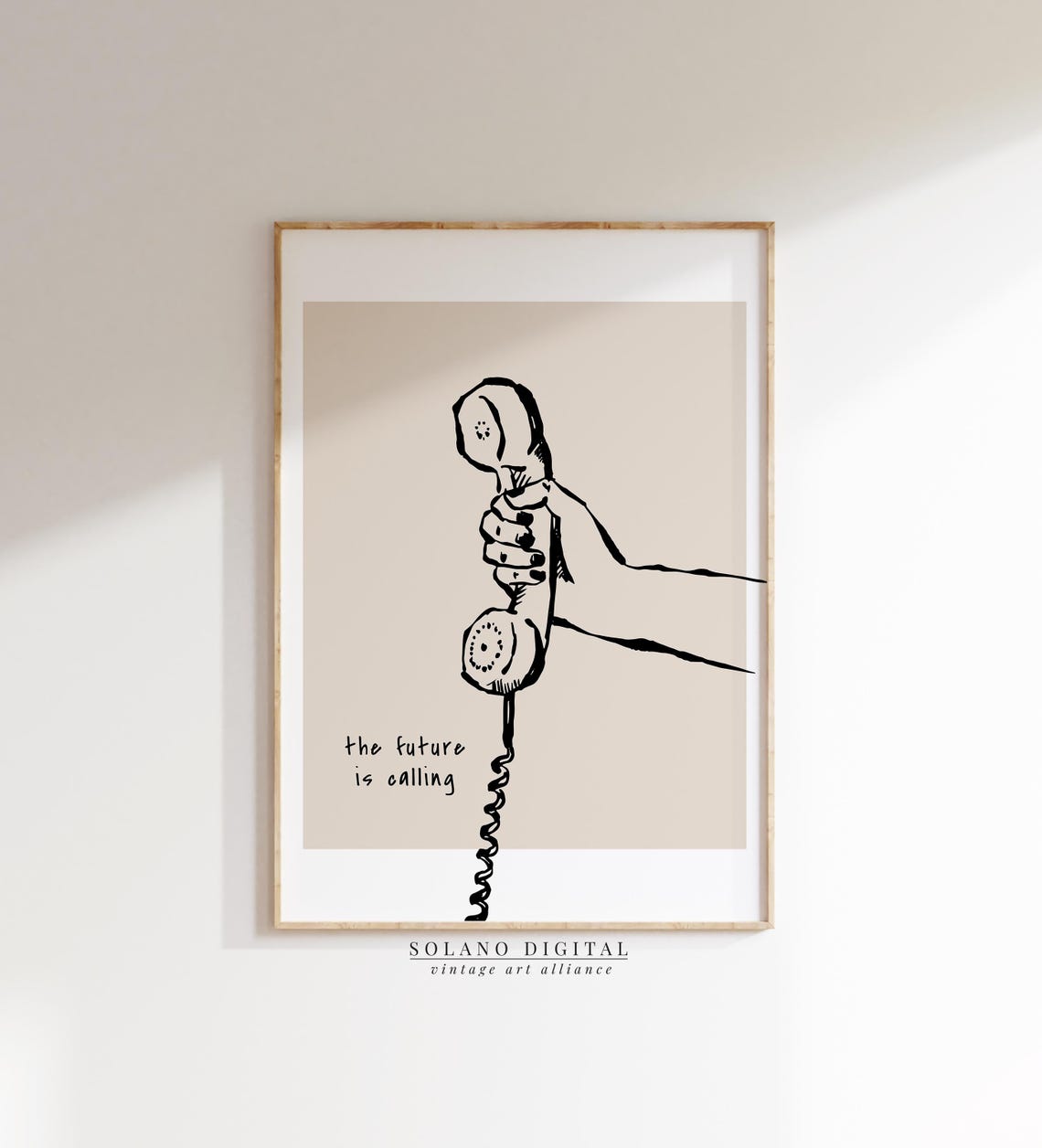 Hand Holding Vintage Telephone The Future Is Calling Quote Poster