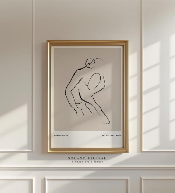 Seated Nude Line Art Print Minimalist Figure Modern One Drawing Poster For Bedroom Or Gallery Wall