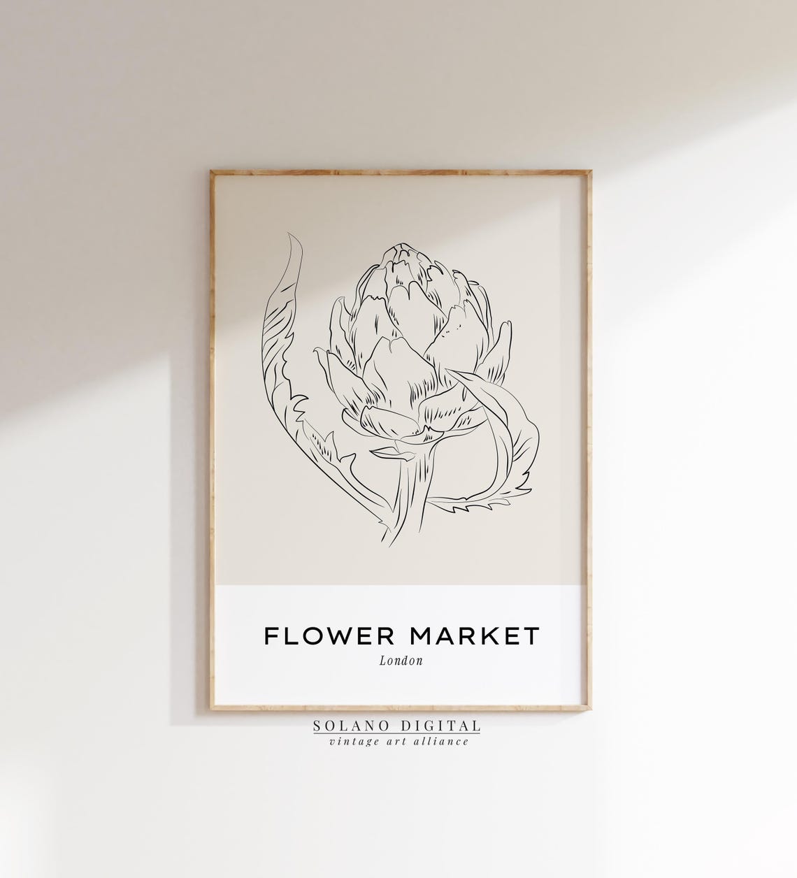 Flower Market London Artichoke Botanical Line Drawing Art Poster